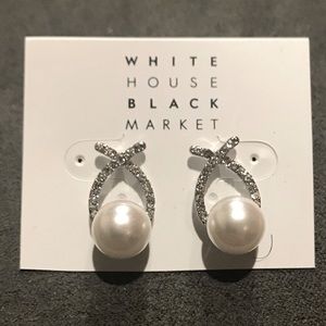 WHBM Pave Pearl Earrings